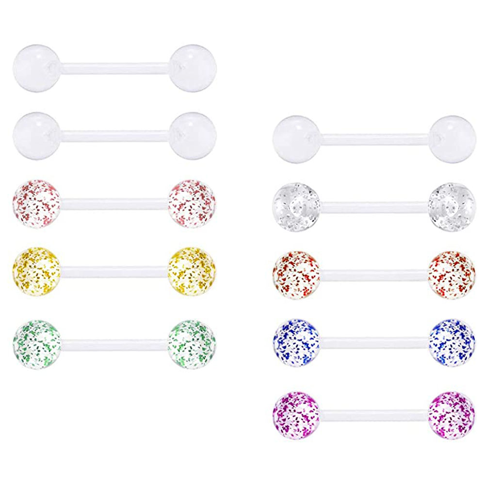 Tongue Barbell Straight - 10 pezzi anelli per lingua trasparenti