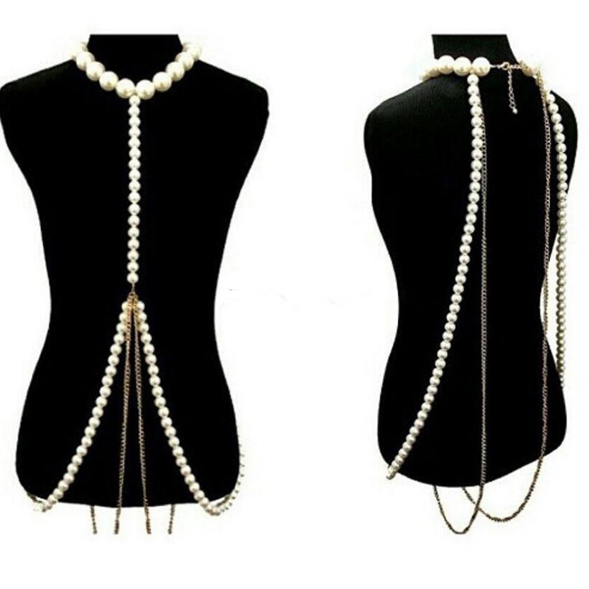 Body Jewelry Charms - Lussuosa catena in oro con perle,
