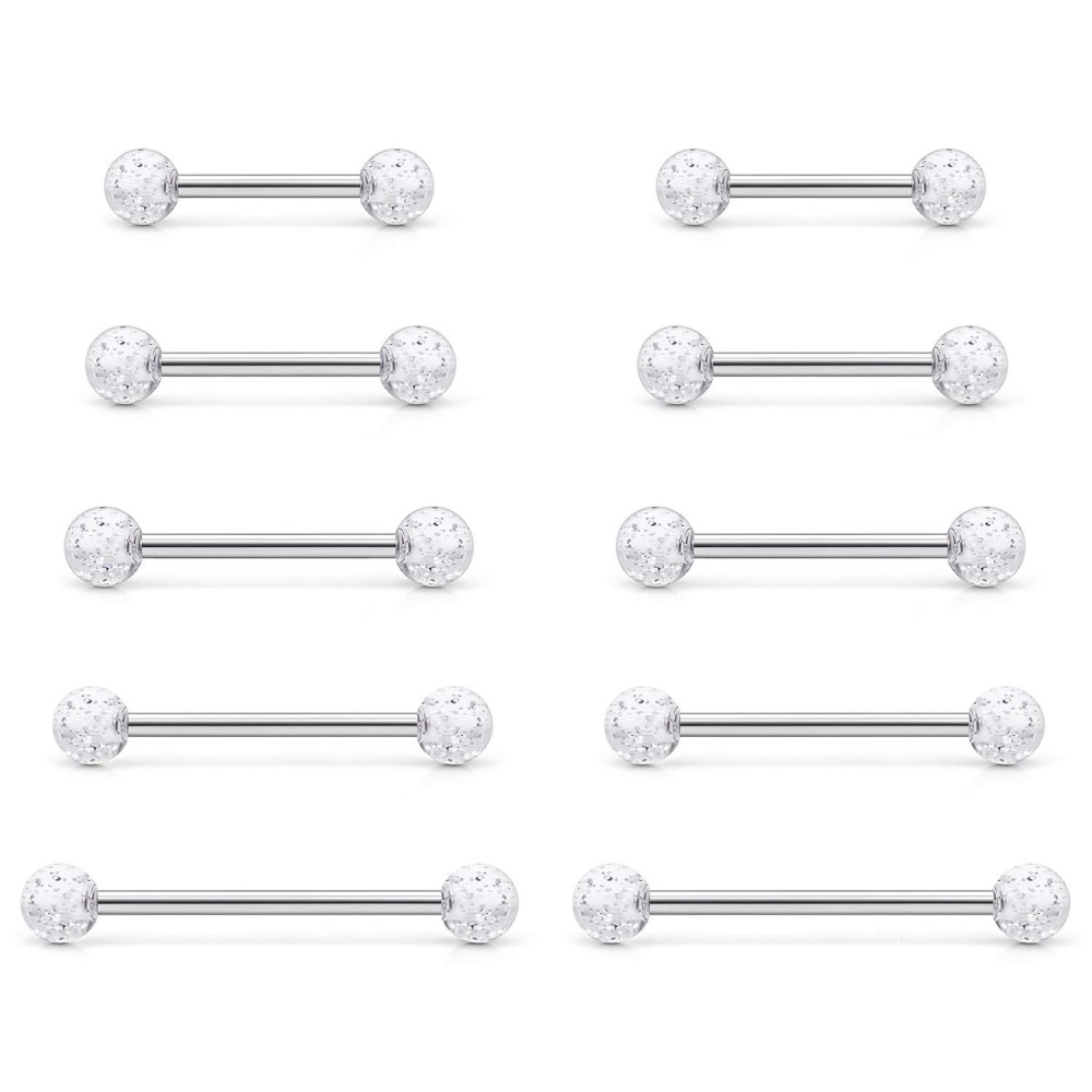 Tongue Barbell Straight - 14G acciaio chirurgico Barbell dritto -