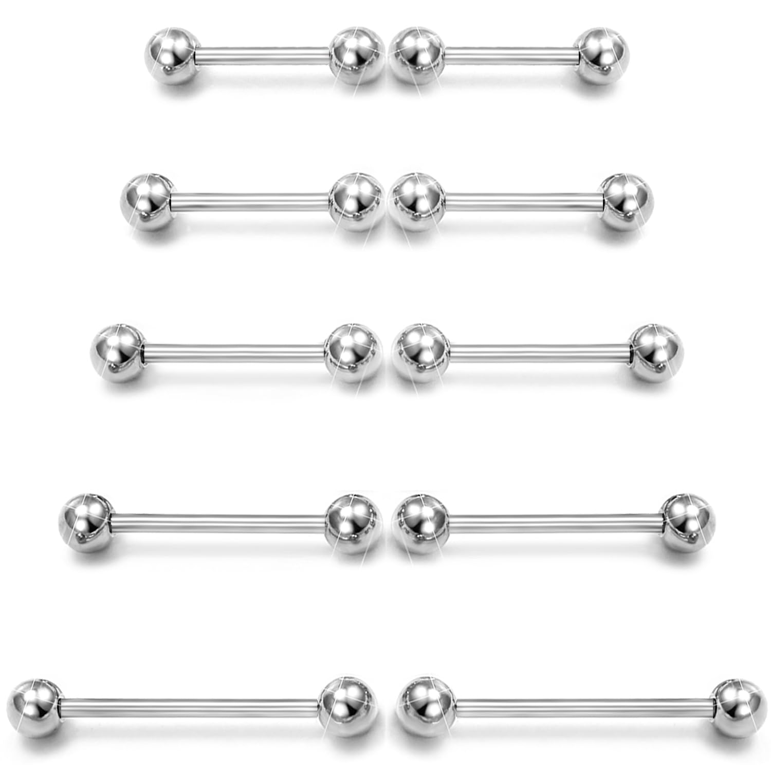 Tongue Barbell Straight - 10 pz 14G Acciaio Chirurgico Dritto