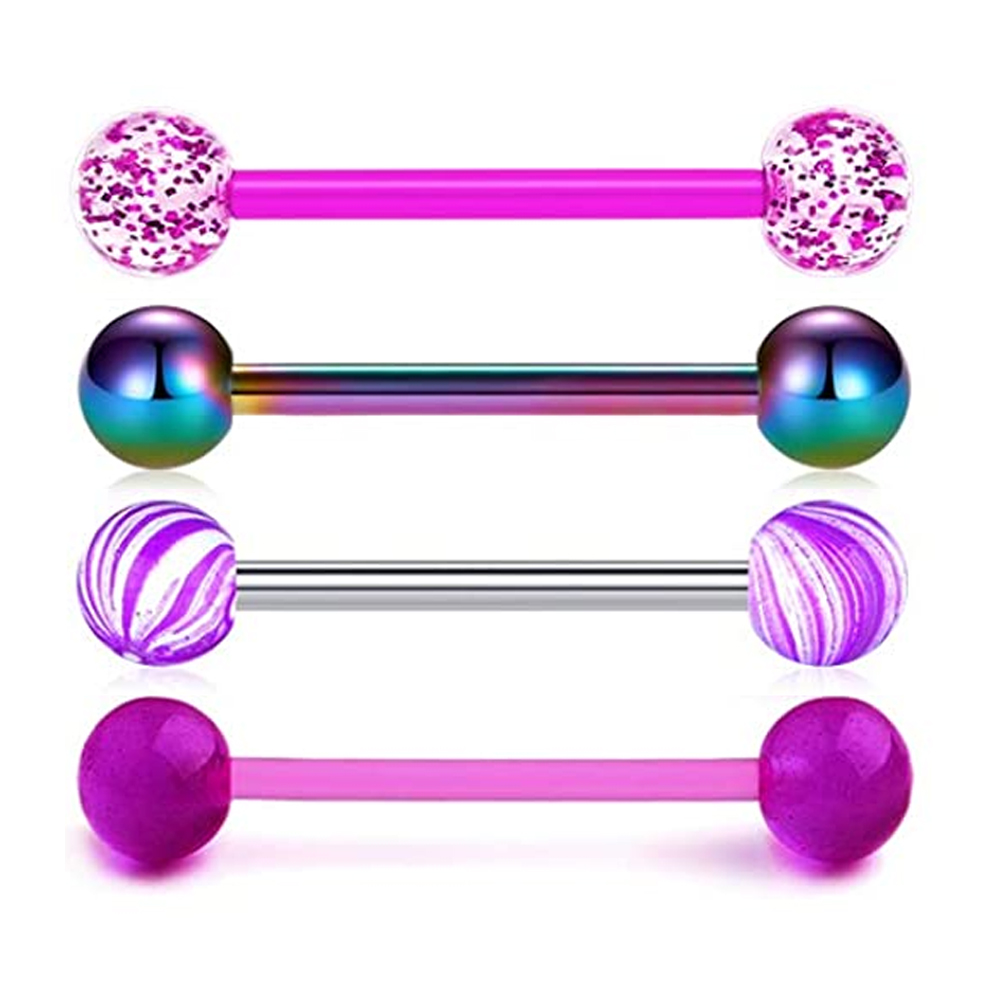 Tongue Barbell Straight - 1 pz/4 pezzi anelli per lingua