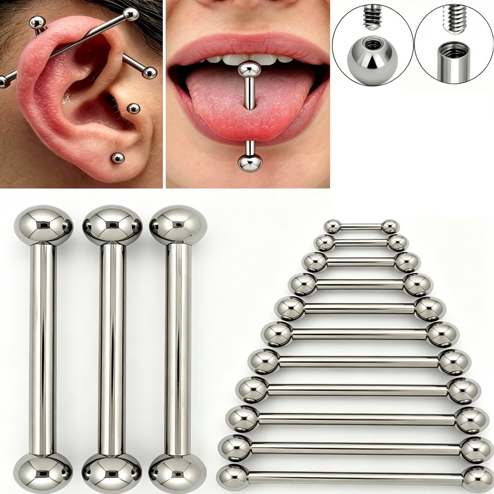 Tongue Barbell Straight - Piercing in Titanio G23 14G 16G: