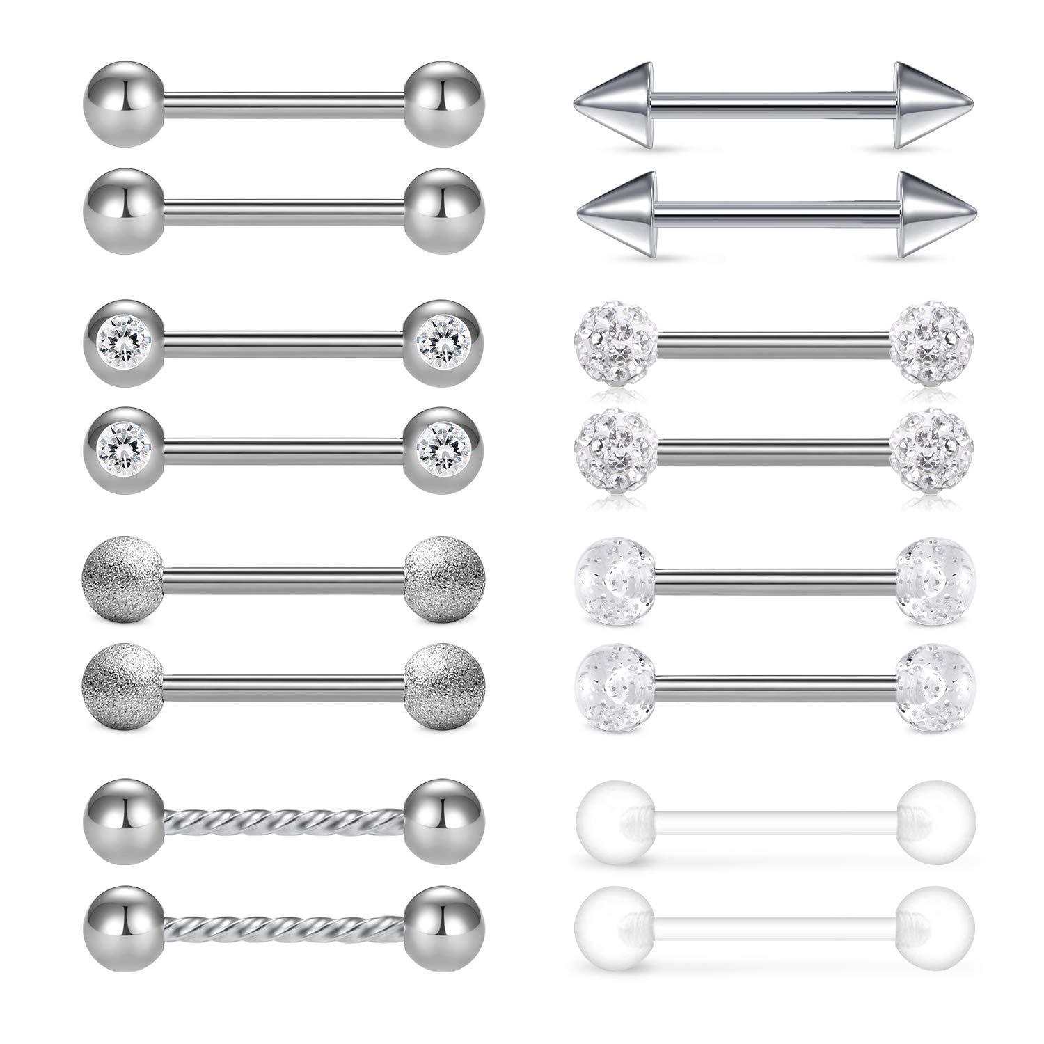 16Pcs / Set 14G anelli capezzo - Tongue Barbell Straight recensione e prezzo