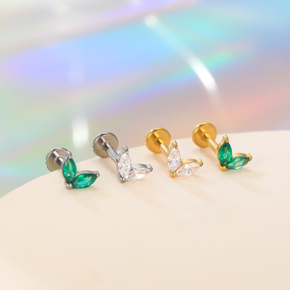 1pc titanio bianco verde zirco - Zoor Body Jewelry recensione e prezzo